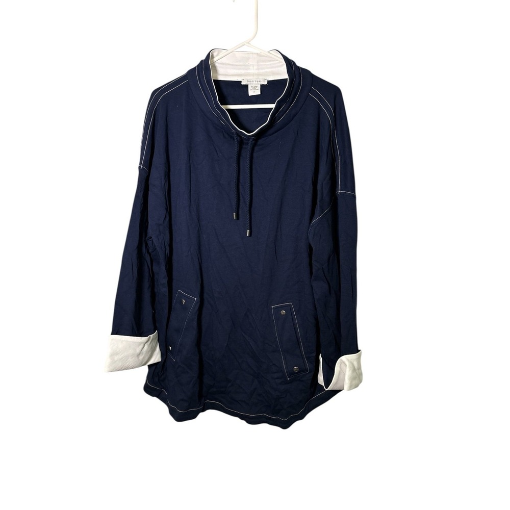 Joan Vass 3X Navy and‎ White Pullover Sweater